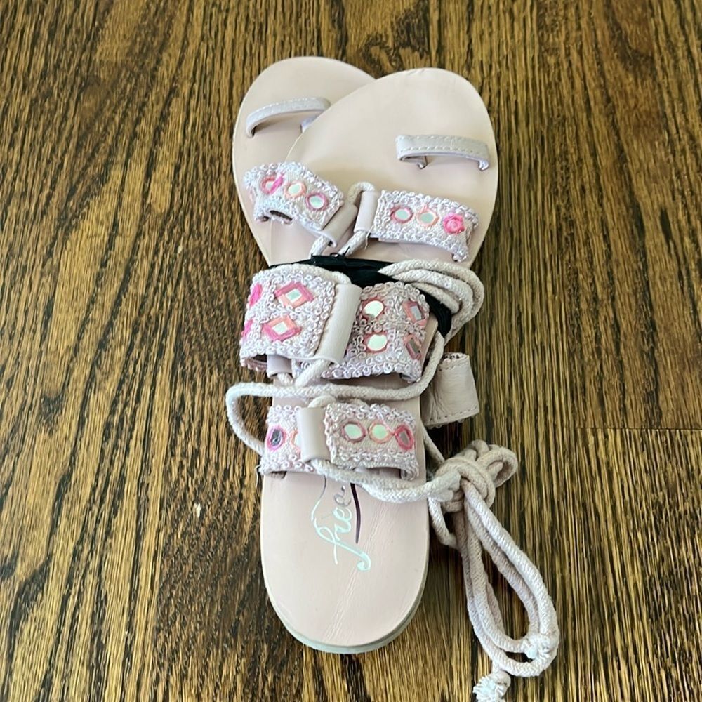 Free People Mantra Mirror Ankle Wrap Sandal Size 38 - Picture 3 of 5